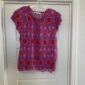 Rose & Olive Red and Purple Patterned Blouse